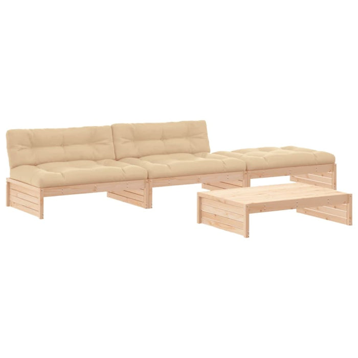 4 Piece Garden Lounge Set With Cushions Solid Wood Tonloti