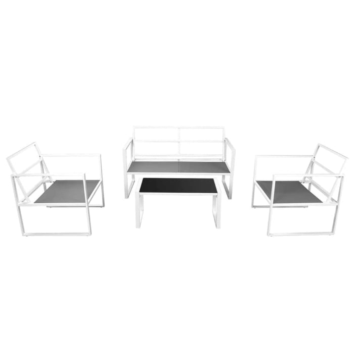 4 Piece Garden Lounge Set With Cushions Steel White Axnlt