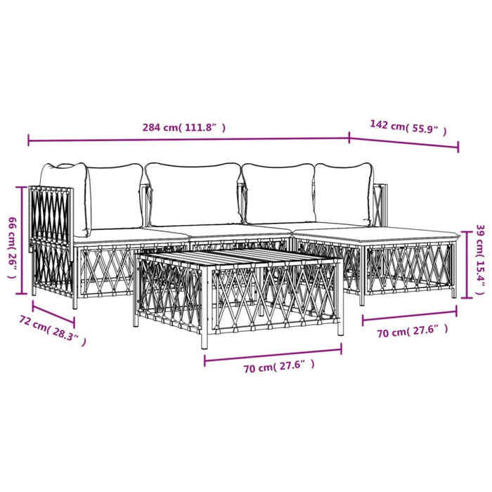 4 Piece Garden Lounge Set With Cushions White Steel Tonlnlb