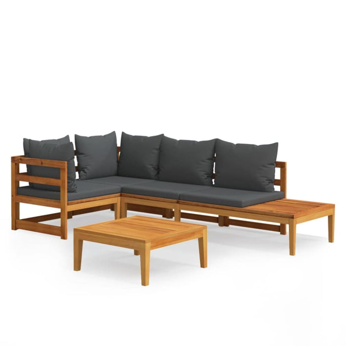 4 Piece Garden Lounge Set With Dark Grey Cushions Acacia