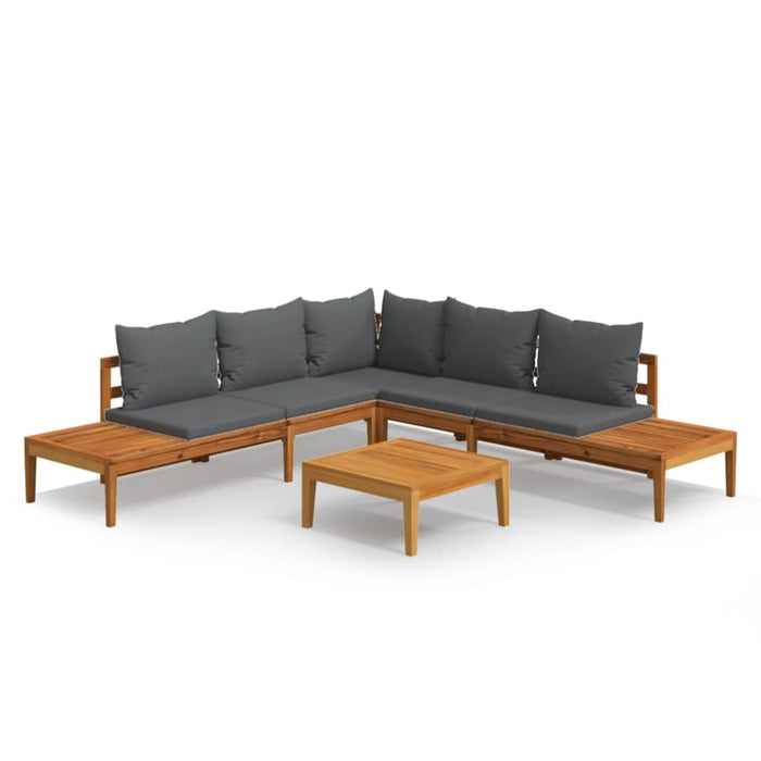 4 Piece Garden Lounge Set With Dark Grey Cushions Acacia