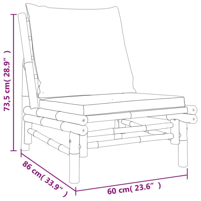 4 Piece Garden Lounge Set With Dark Grey Cushions Bamboo