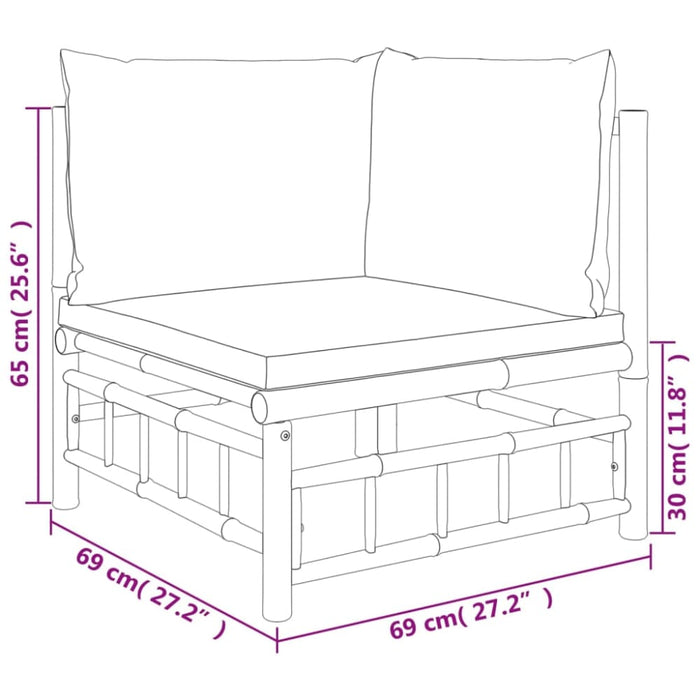 4 Piece Garden Lounge Set With Dark Grey Cushions Bamboo