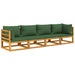 4 Piece Garden Lounge Set With Green Cushions Solid Wood