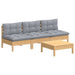 4 Piece Garden Lounge Set With Grey Cushions Pinewood