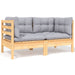 4 Piece Garden Lounge Set With Grey Cushions Solid Pinewood