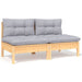 4 Piece Garden Lounge Set With Grey Cushions Solid Pinewood