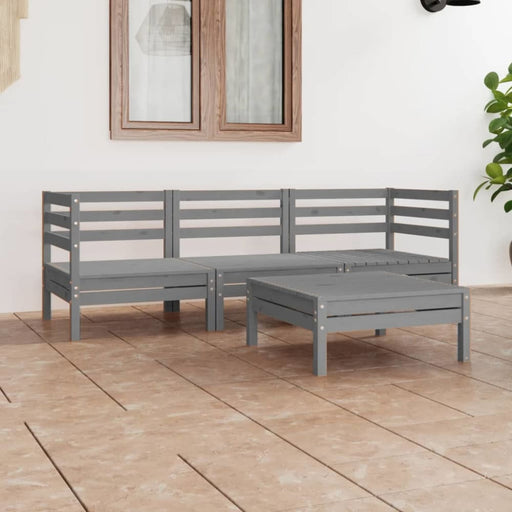 4 Piece Garden Lounge Set Grey Solid Wood Pine Tbnxalk