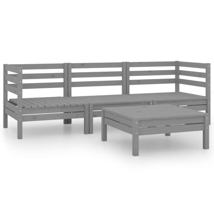 4 Piece Garden Lounge Set Grey Solid Wood Pine Tbnxalk