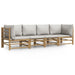 4 Piece Garden Lounge Set With Light Grey Cushions Bamboo