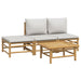 4 Piece Garden Lounge Set With Light Grey Cushions Bamboo