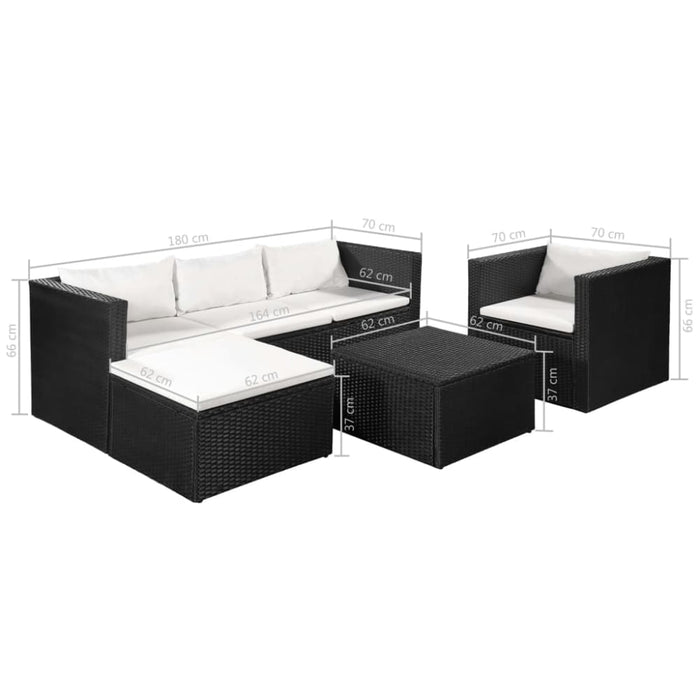 4 Piece Garden Lounge Set Poly Rattan Black And White Aaoib