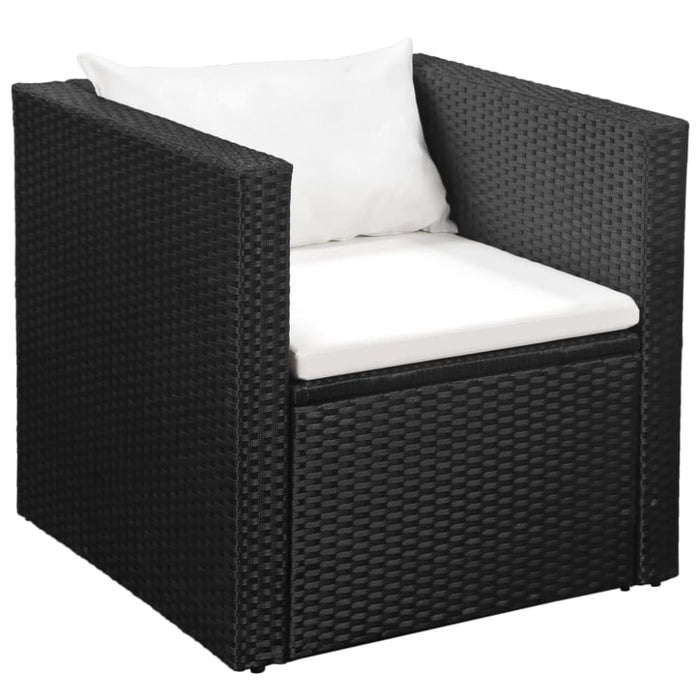 4 Piece Garden Lounge Set Poly Rattan Black And White Aaoib