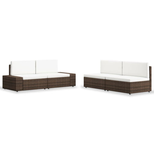 4 Piece Garden Lounge Set Poly Rattan Brown Tbpapkt