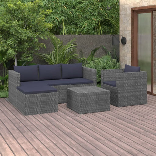 4 Piece Garden Lounge Set Poly Rattan Grey And Anthracite