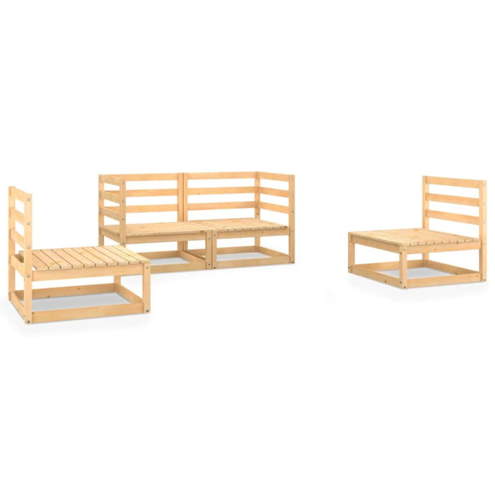 4 Piece Garden Lounge Set Solid Pinewood Tbiptik