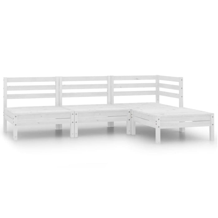 4 Piece Garden Lounge Set Solid Pinewood White Nbllon