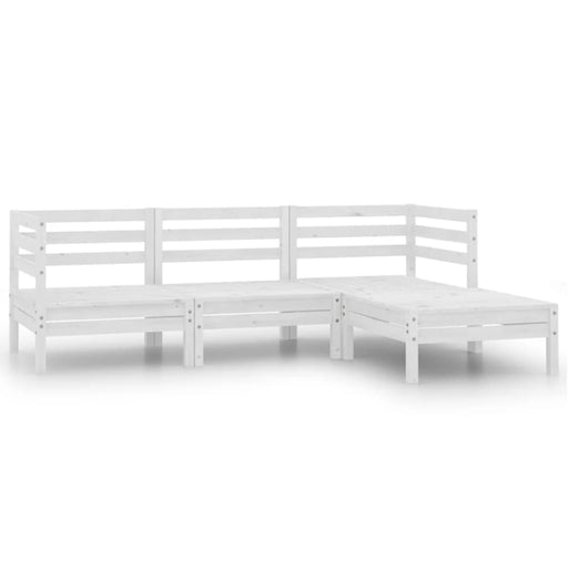 4 Piece Garden Lounge Set Solid Pinewood White Nbllxt