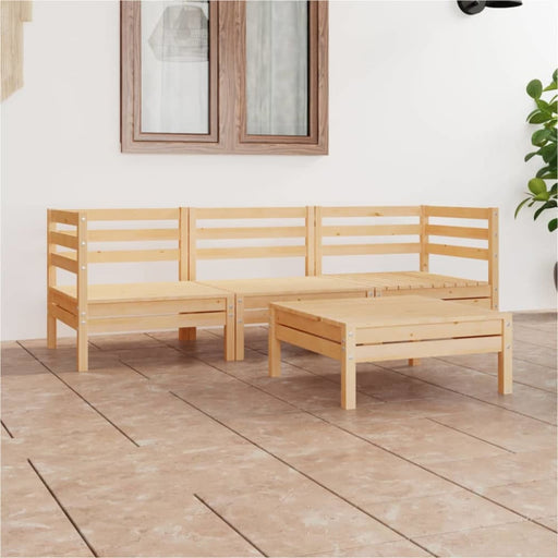 4 Piece Garden Lounge Set Solid Wood Pine Tbnxali