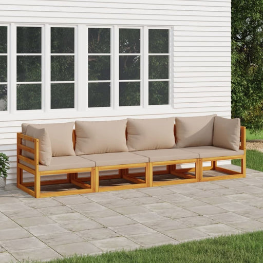 4 Piece Garden Lounge Set With Taupe Cushions Solid Wood