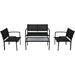 4 Piece Garden Lounge Set Textilene Black Axolx