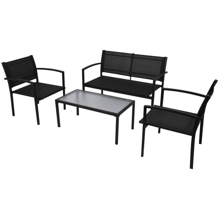 4 Piece Garden Lounge Set Textilene Black Axolx