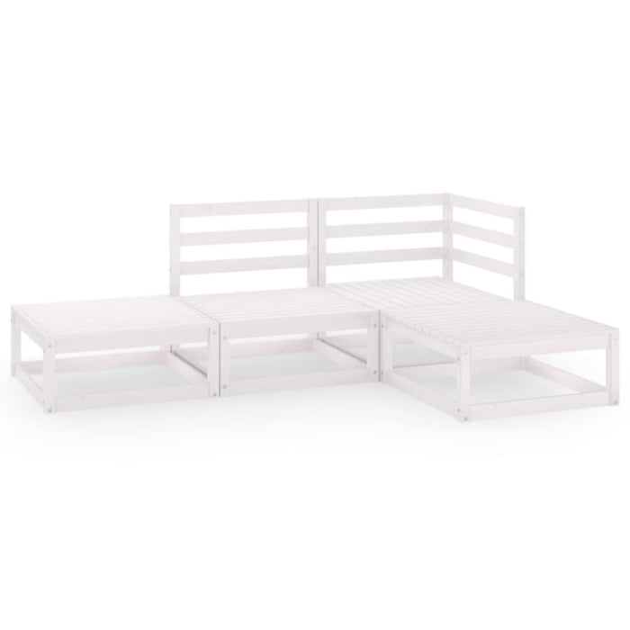 4 Piece Garden Lounge Set White Solid Pinewood Tbipaip