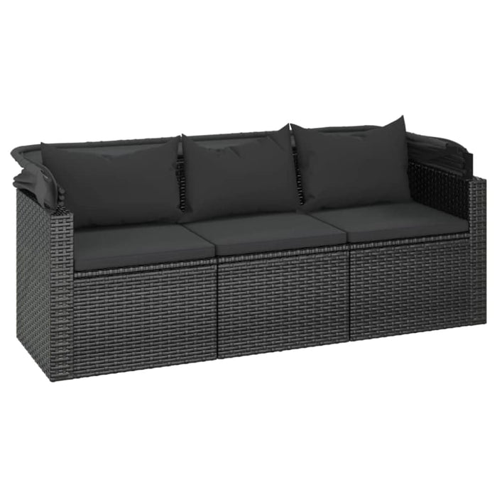 4 Piece Garden Sofa Set With Cushions Black Poly Rattan