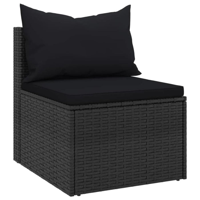 4 Piece Garden Sofa Set With Cushions Black Poly Rattan