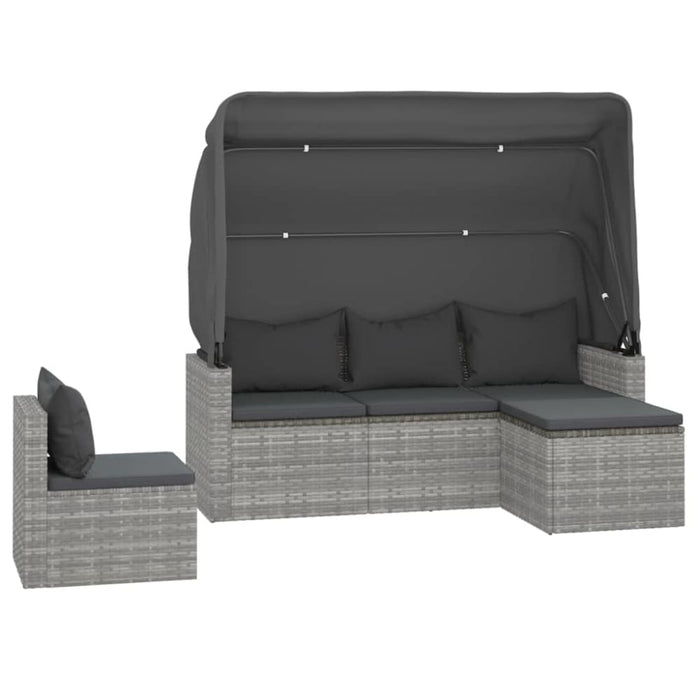 4 Piece Garden Sofa Set With Cushions Grey Poly Rattan