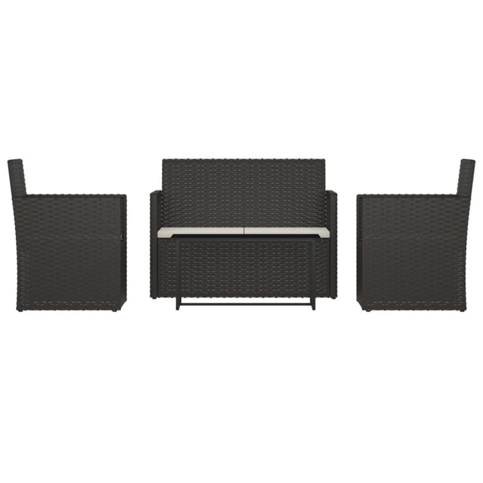 4 Piece Outdoor Lounge Set With Cushions Poly Rattan Black