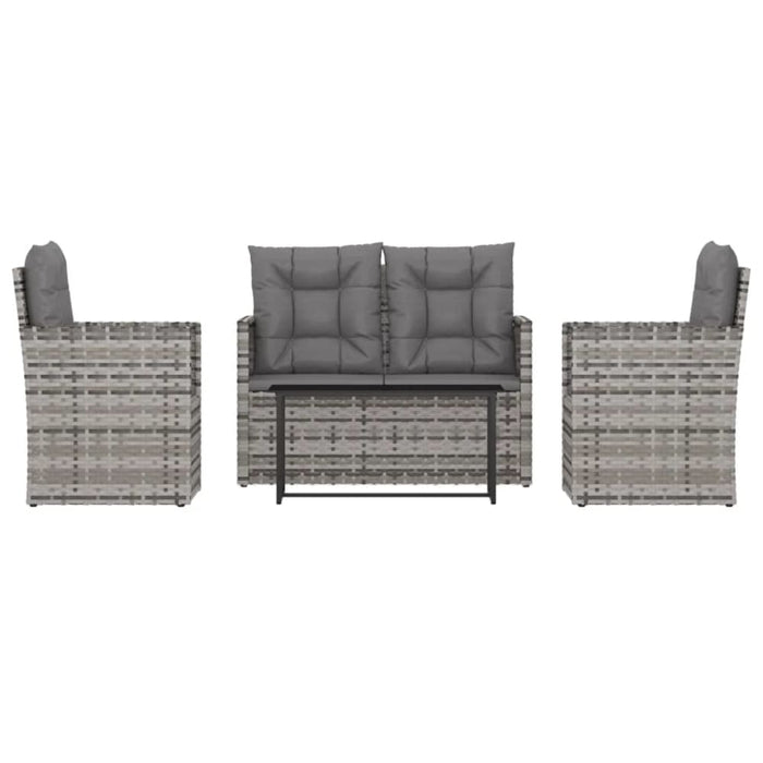 4 Piece Outdoor Lounge Set With Cushions Poly Rattan Grey