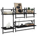 4 Piece Wall Shelf Set With Bars Black Engineered Wood