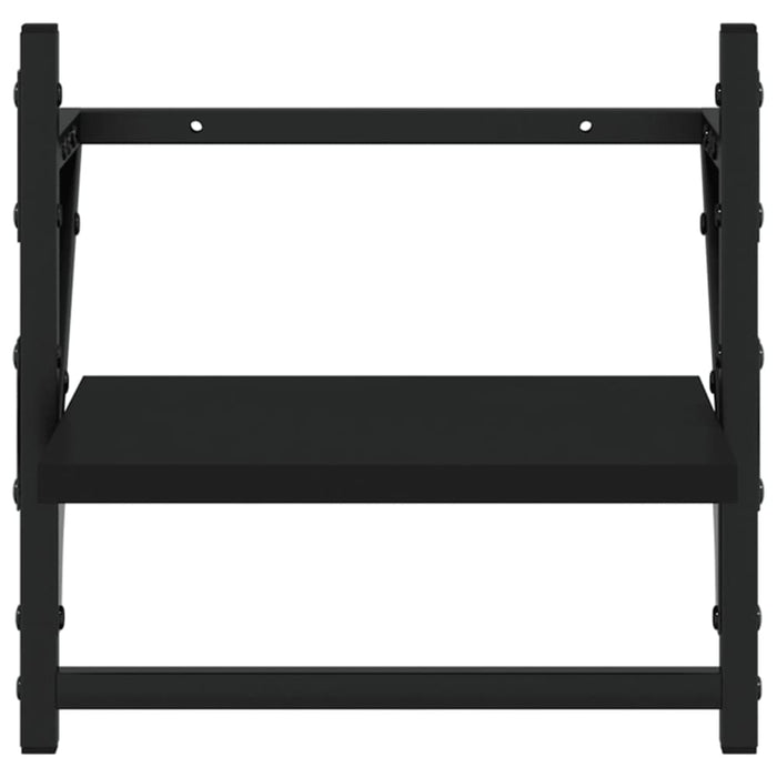 4 Piece Wall Shelf Set With Bars Black Engineered Wood