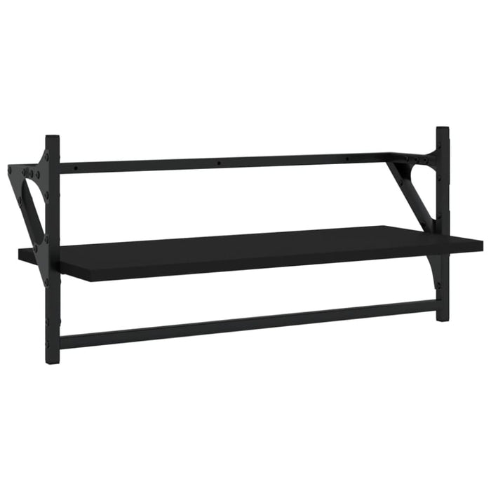 4 Piece Wall Shelf Set With Bars Black Engineered Wood