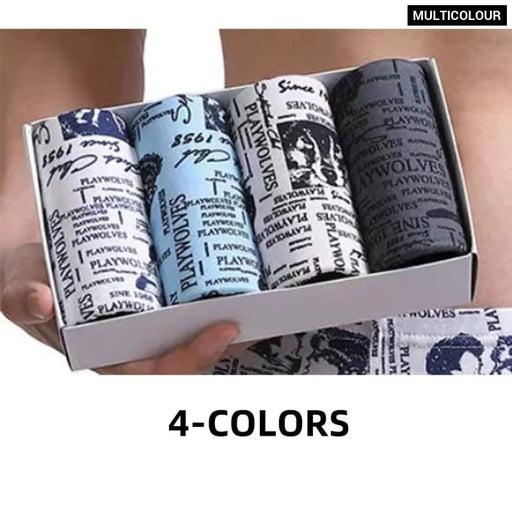 4 Pieces Soft Breathable Printing Boxers Shorts For Men