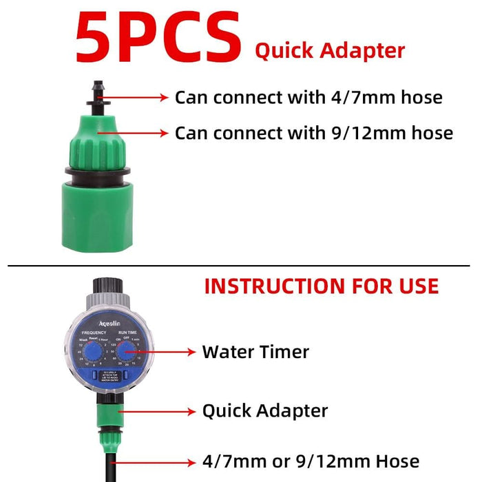 4 7mm Quick Adapter Barbed Tee Joint Adjustable Spray Drip