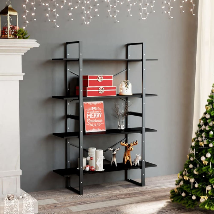 4-tier Book Cabinet Black 100x30x140 Cm Chipboard Nblain