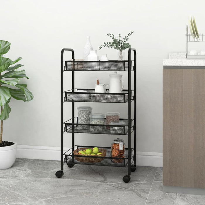 4-tier Kitchen Trolley Black 46x26x85 Cm Iron Ttltxp