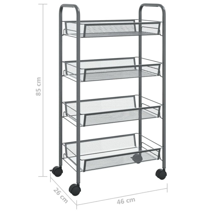 4-tier Kitchen Trolley Grey 46x26x85 Cm Iron Ttltxi