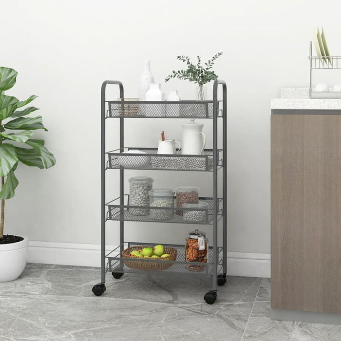 4-tier Kitchen Trolley Grey 46x26x85 Cm Iron Ttltxi