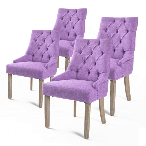 4 Set Violet French Provincial Dining Chair Amour Oak Leg