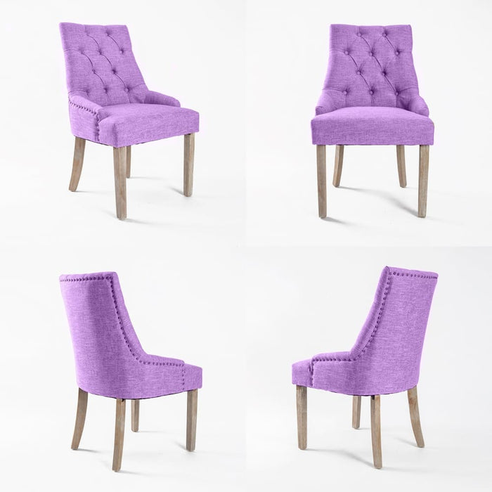 4 Set Violet French Provincial Dining Chair Amour Oak Leg