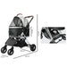 4 Wheels Pet Stroller Dog Cat Pram Carrier Travel Foldable