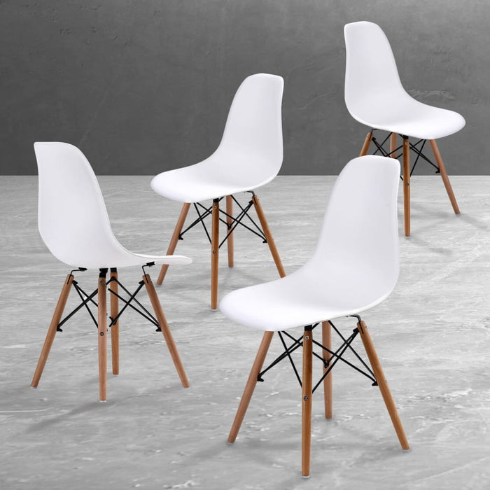 4 Set White Retro Dining Cafe Chair Dsw Pp