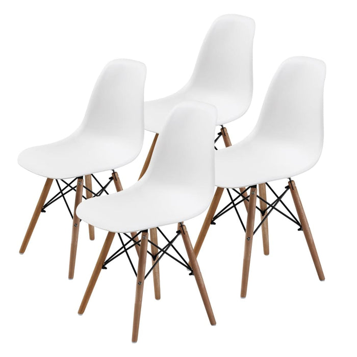 4 Set White Retro Dining Cafe Chair Dsw Pp