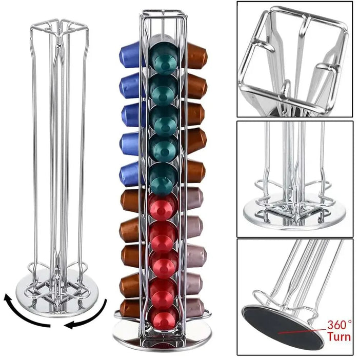 40 Capsule Rotating Coffee Holder In Chrome