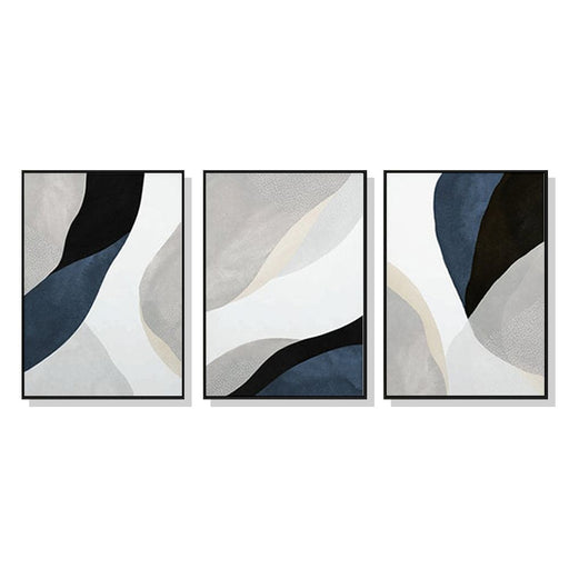 40cmx60cm Abstract Navy Blue 3 Sets Black Frame Canvas Wall