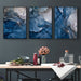 40cmx60cm Blue Gold Marble 3 Sets Black Frame Canvas Wall