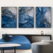 40cmx60cm Blue Gold Marble 3 Sets Black Frame Canvas Wall